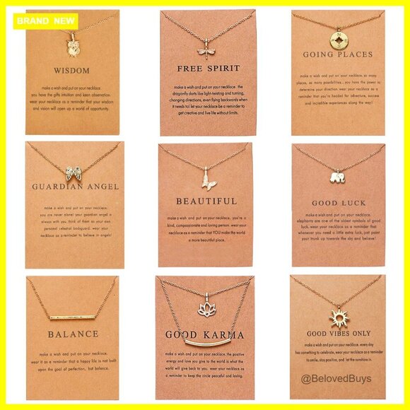 Jewelry - 9 Piece Gold Plated Necklace Set with Butterfly Pendant Choker